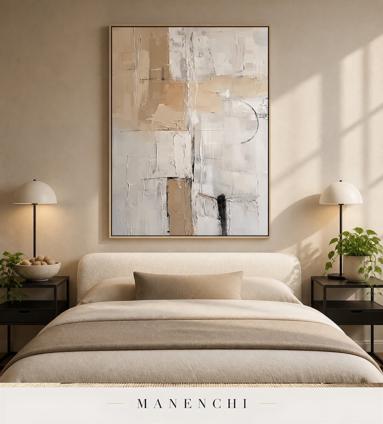Structured Grain | Contemporary Wall Art - original hand-painted painting by Manenchi, styled in a room setting
