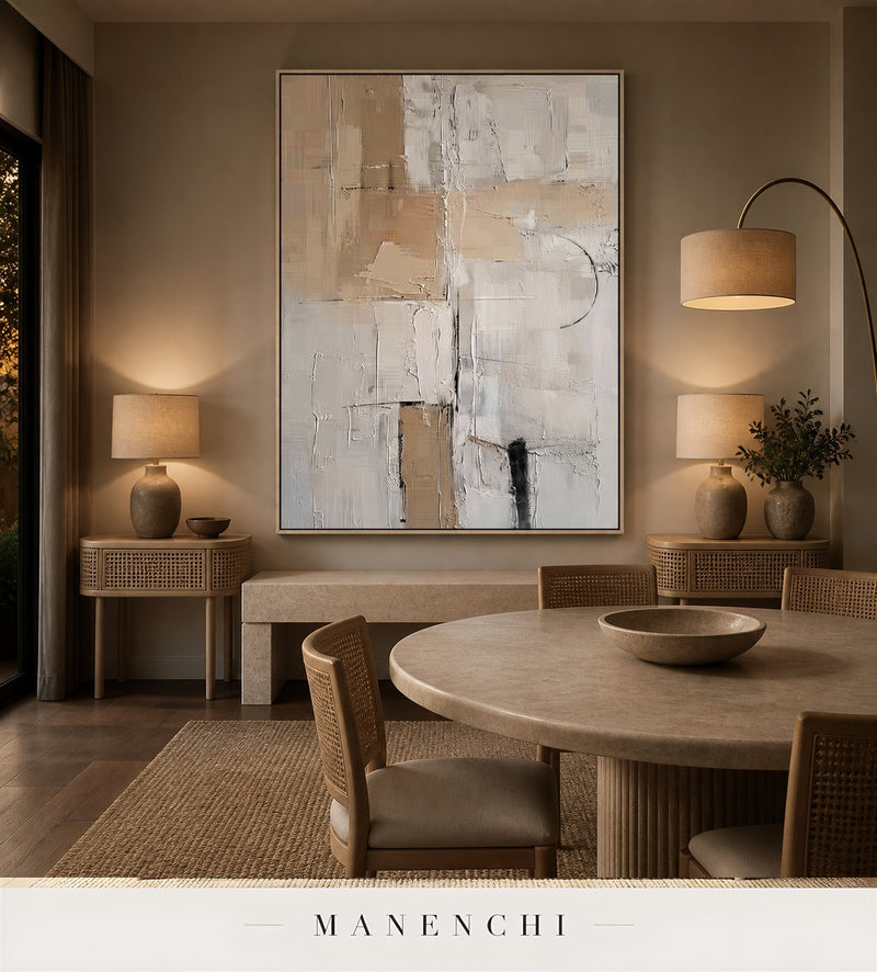 Structured Grain | Contemporary Wall Art - original hand-painted painting by Manenchi, styled in a room setting