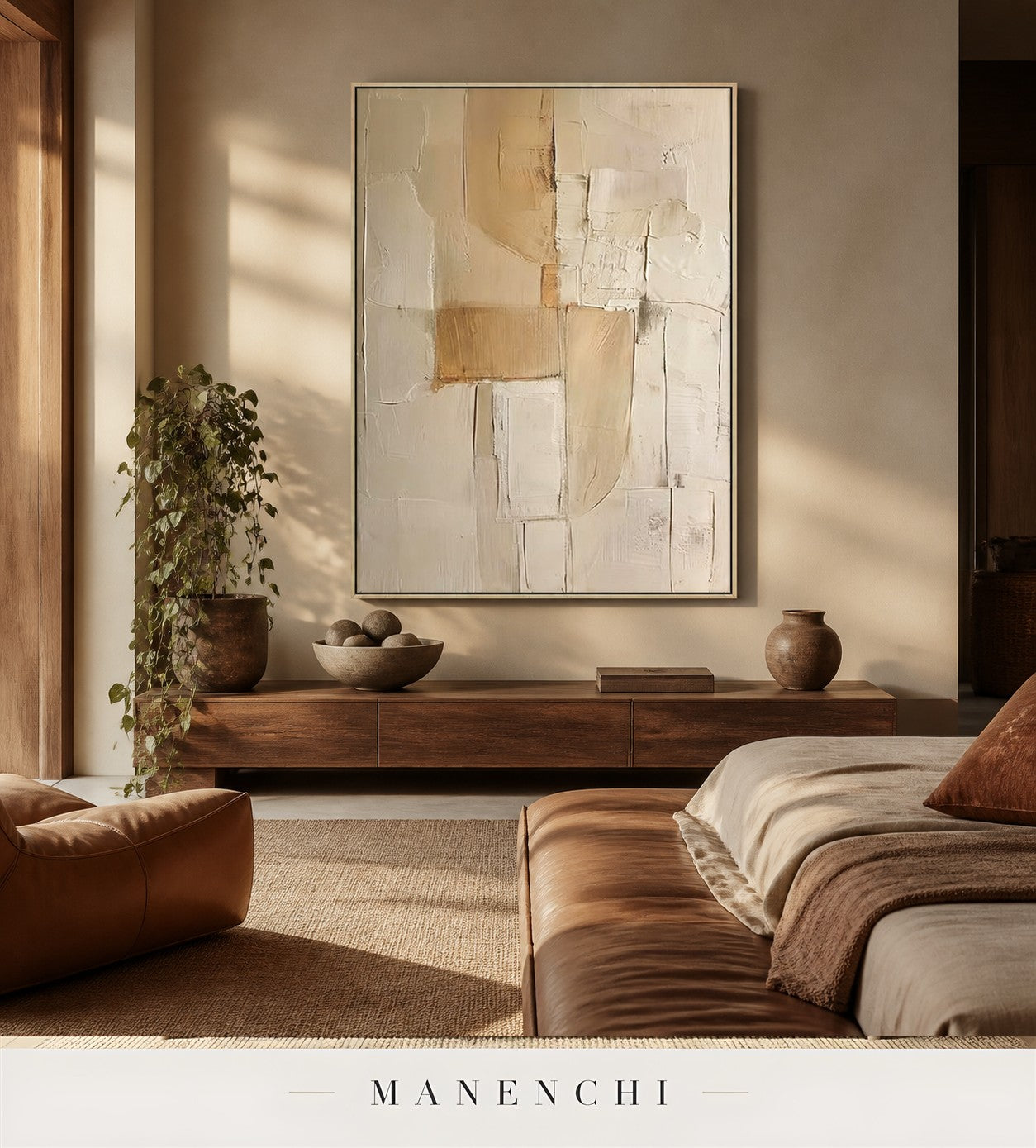Chalk Spires | Contemporary Wall Art - original hand-painted painting by Manenchi, styled in a room setting