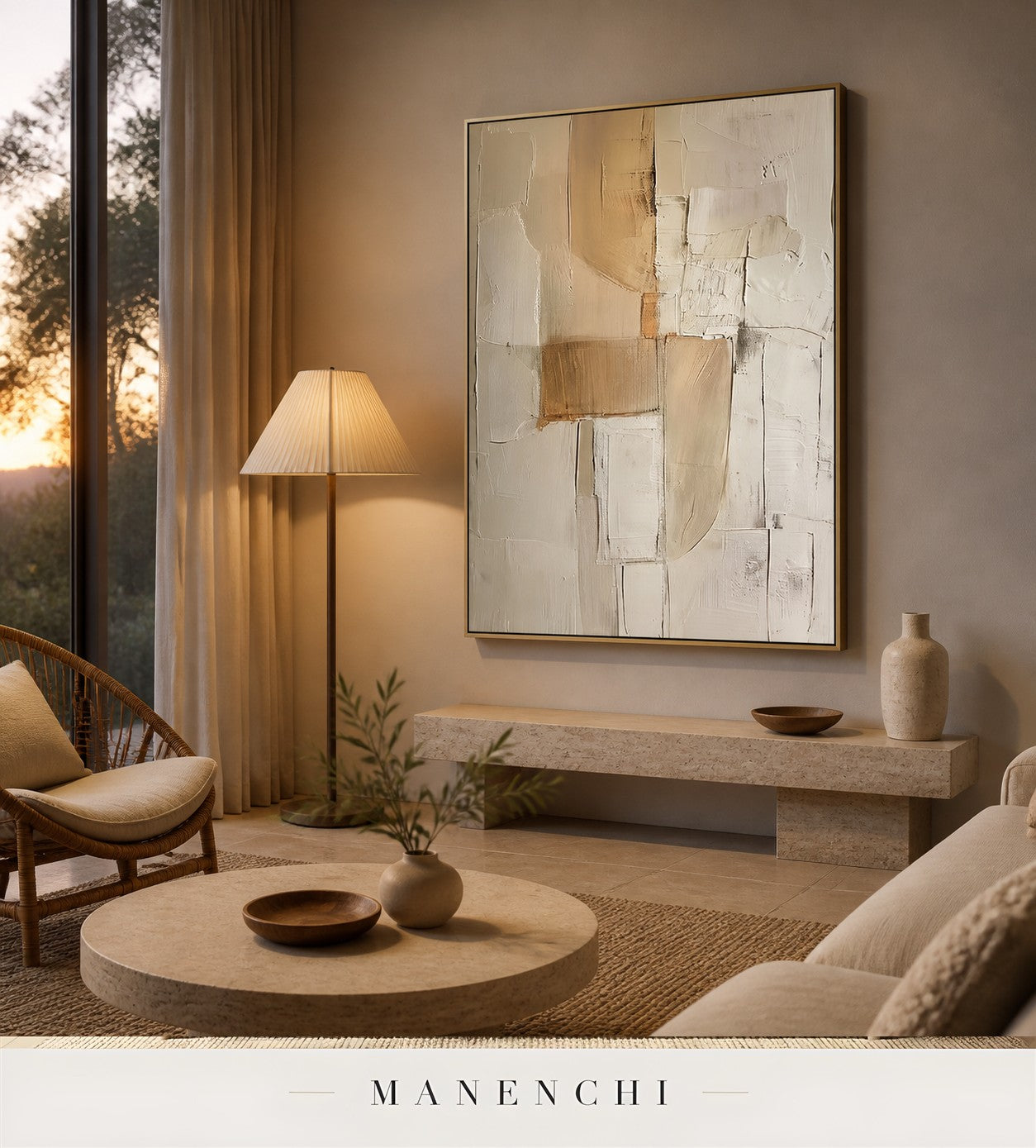 Chalk Spires | Contemporary Wall Art - original hand-painted painting by Manenchi, styled in a room setting