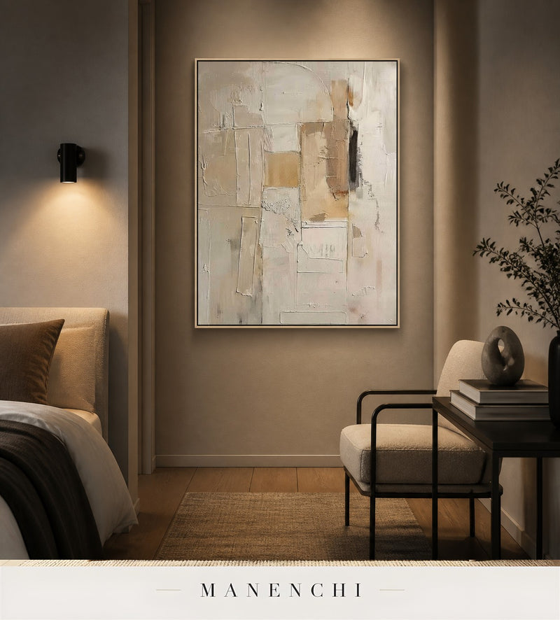Gypsum Plinth | Contemporary Wall Art - original hand-painted painting by Manenchi, styled in a room setting