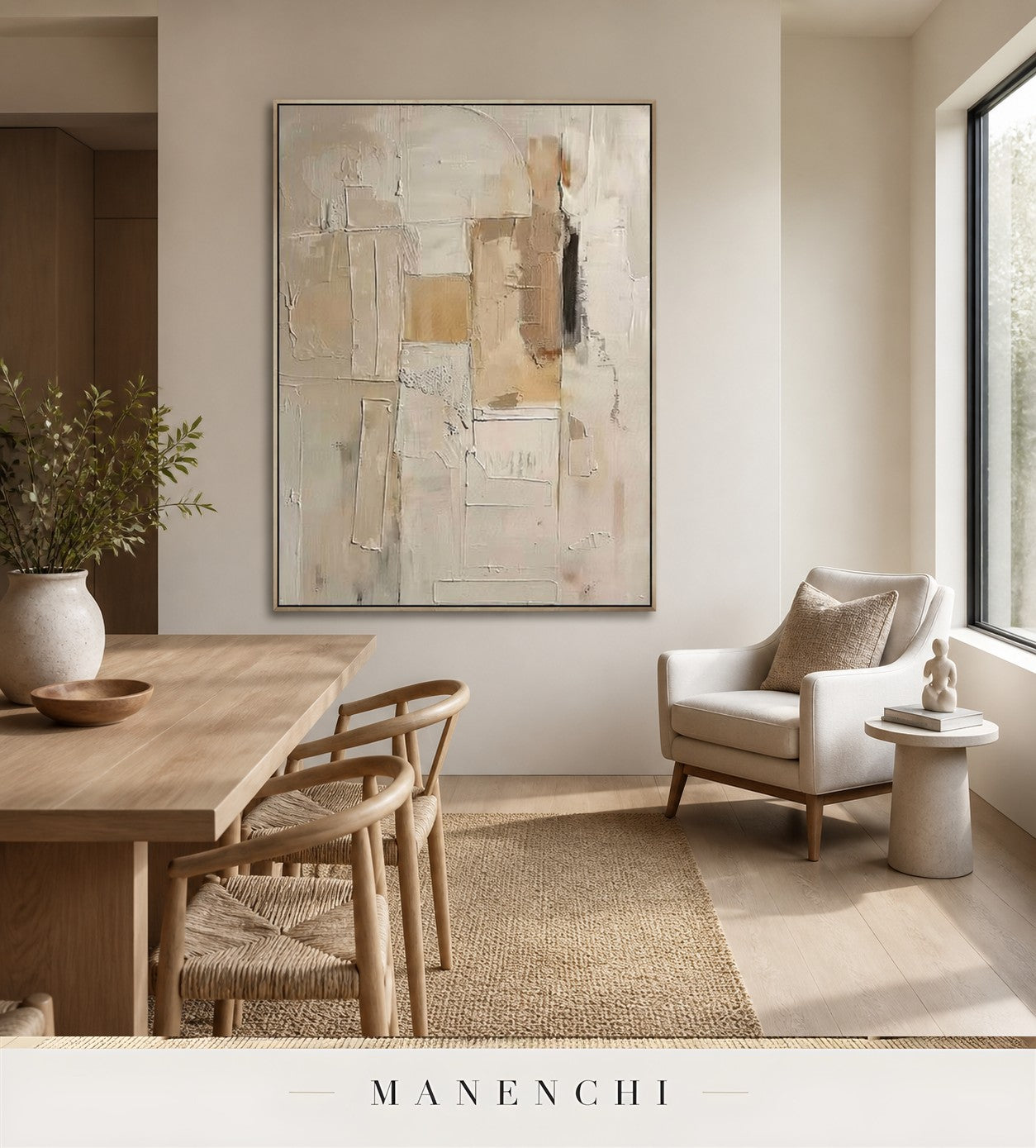 Gypsum Plinth | Contemporary Wall Art - original hand-painted painting by Manenchi, styled in a room setting
