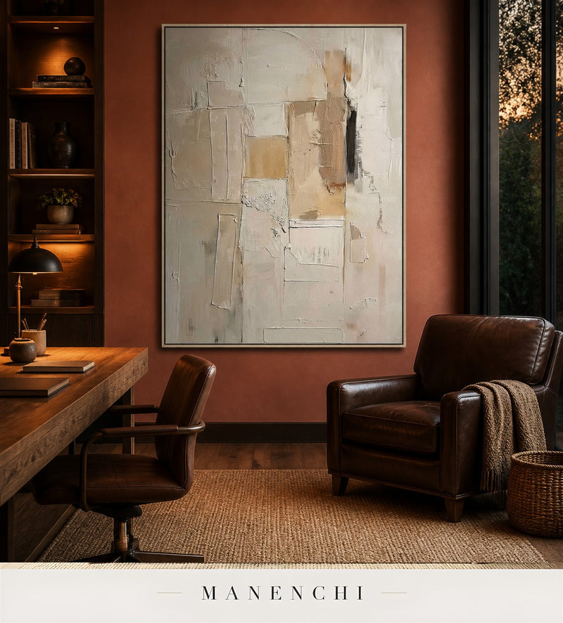 Gypsum Plinth | Contemporary Wall Art - original hand-painted painting by Manenchi, styled in a room setting