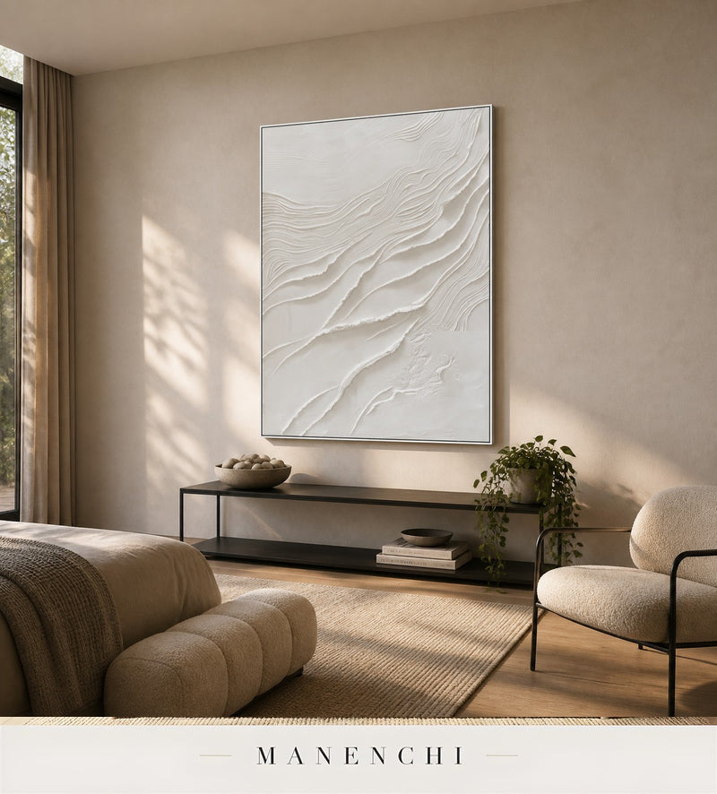 Chalk Tiers | Wabi-Sabi Wall Art - original hand-painted painting by Manenchi, styled in a room setting