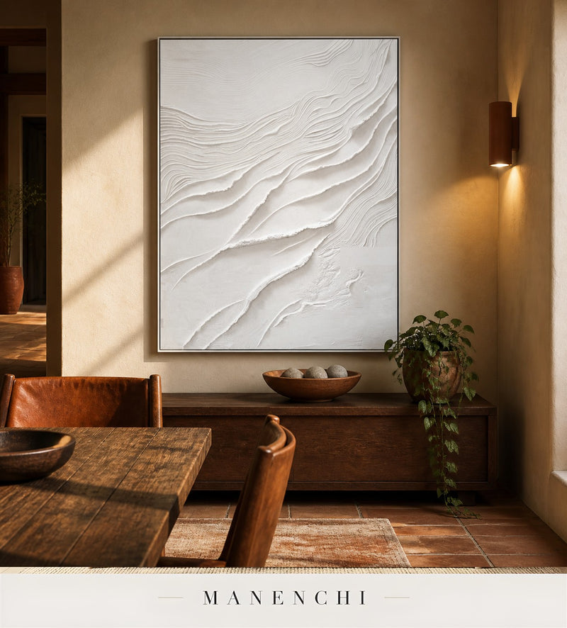 Chalk Tiers | Wabi-Sabi Wall Art - original hand-painted painting by Manenchi, styled in a room setting
