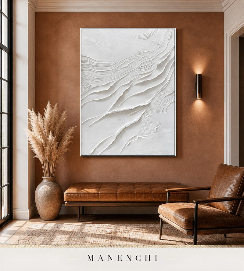 Chalk Tiers | Wabi-Sabi Wall Art - original hand-painted painting by Manenchi, styled in a room setting
