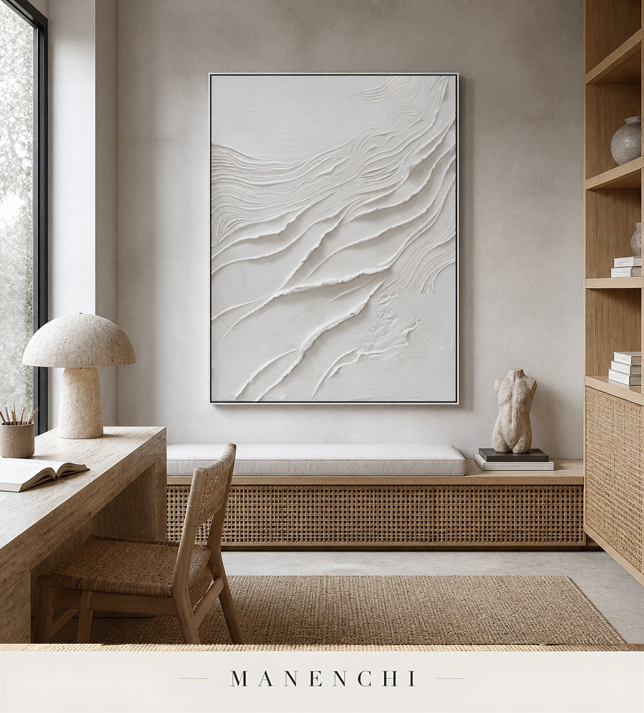 Chalk Tiers | Wabi-Sabi Wall Art - original hand-painted painting by Manenchi, styled in a room setting