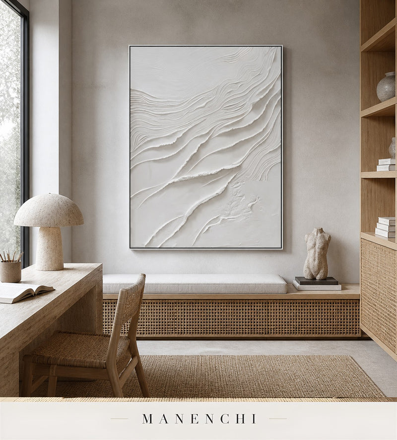 Chalk Tiers | Wabi-Sabi Wall Art - original hand-painted painting by Manenchi, styled in a room setting