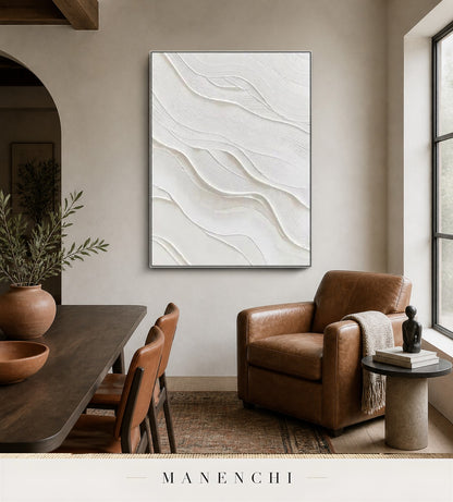 Gesso Sweep | Minimalist Wall Art - original hand-painted painting by Manenchi, styled in a room setting