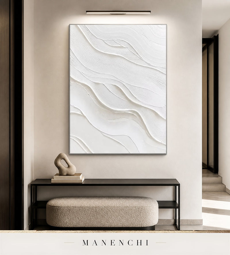 Gesso Sweep | Minimalist Wall Art - original hand-painted painting by Manenchi, styled in a room setting