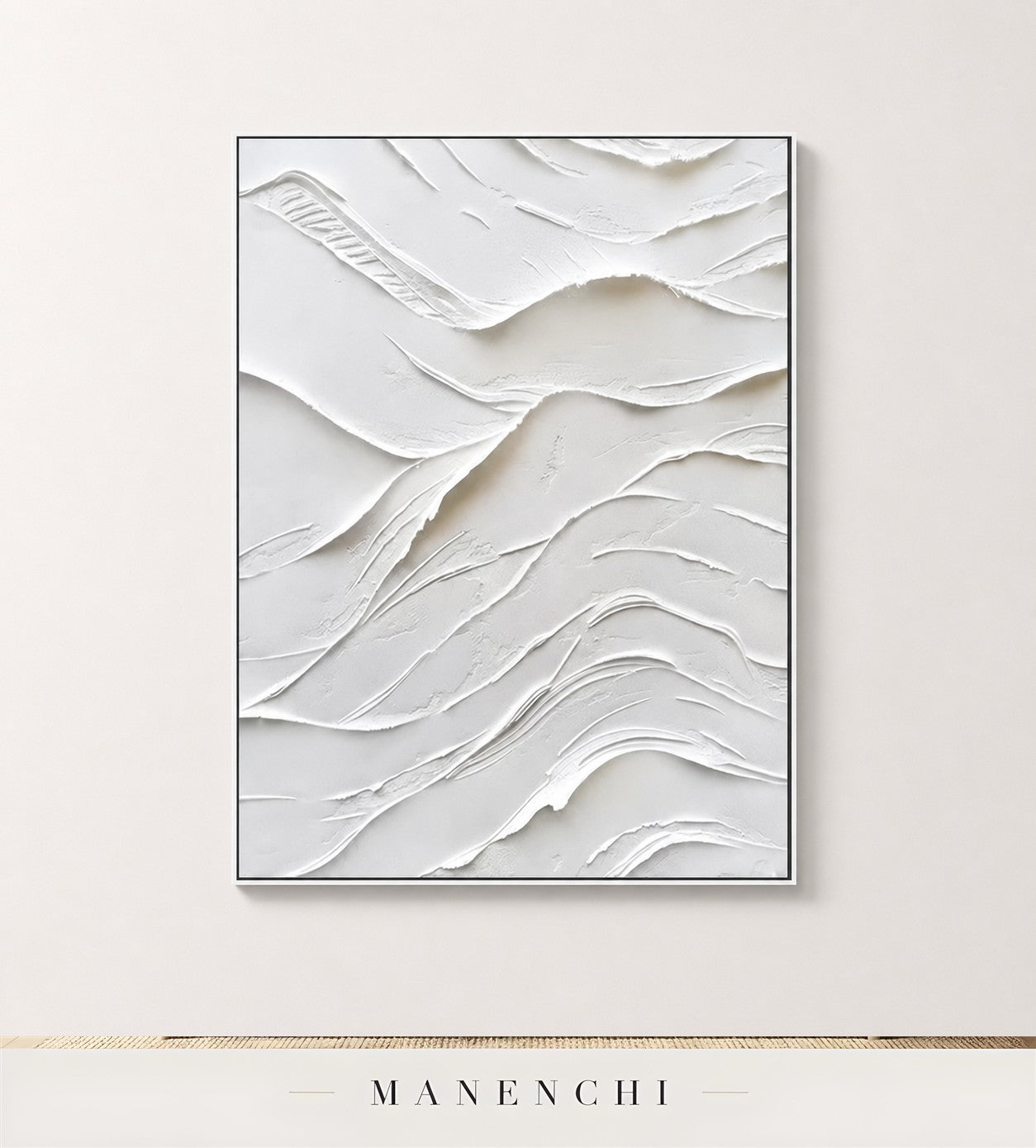 Pale Frieze | Contemporary Wall Art - original hand-painted painting by Manenchi, styled in a room setting