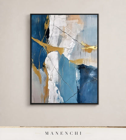 Gold Swath | Gold Leaf Wall Art - original hand-painted painting by Manenchi, styled in a room setting
