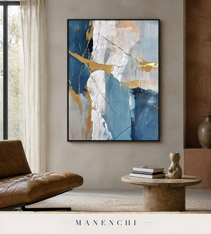 Gold Swath | Gold Leaf Wall Art - original hand-painted painting by Manenchi, styled in a room setting