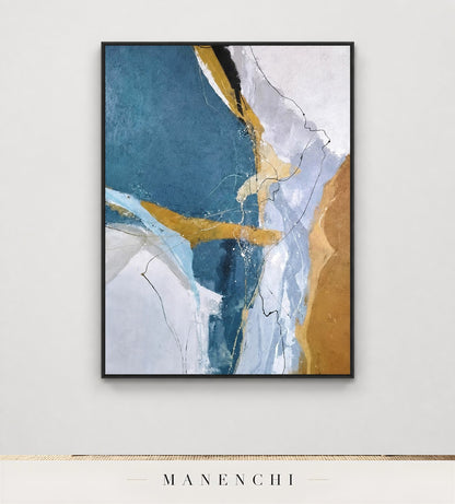 Etched Plane | Gold Leaf Wall Art - original hand-painted painting by Manenchi, styled in a room setting