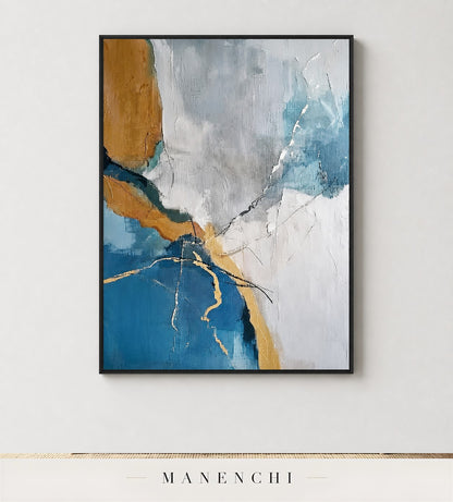 Auric Ridges | Gold Leaf Wall Art - original hand-painted painting by Manenchi, styled in a room setting