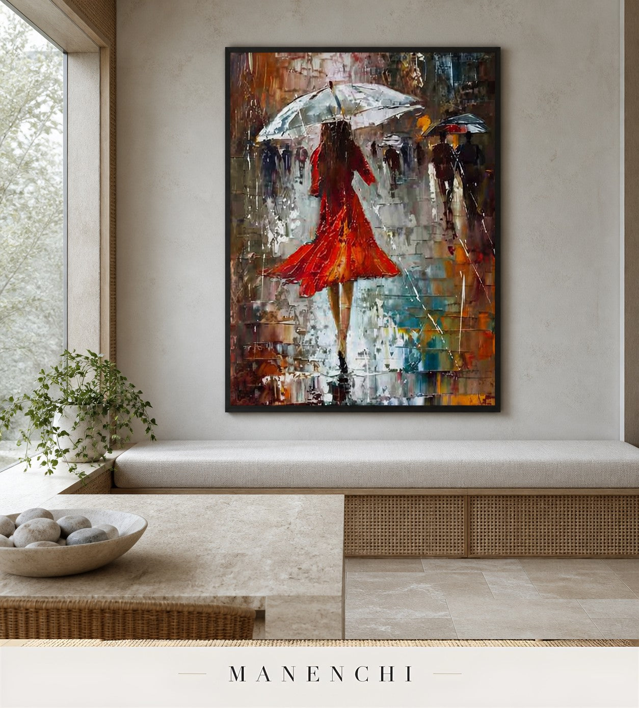 Urban Glaze | Contemporary Wall Art - original hand-painted painting by Manenchi, styled in a room setting