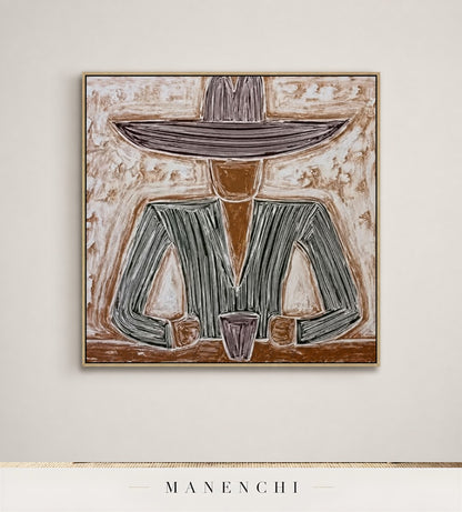 Hatched Stillness | Contemporary Wall Art - original hand-painted painting by Manenchi, styled in a room setting