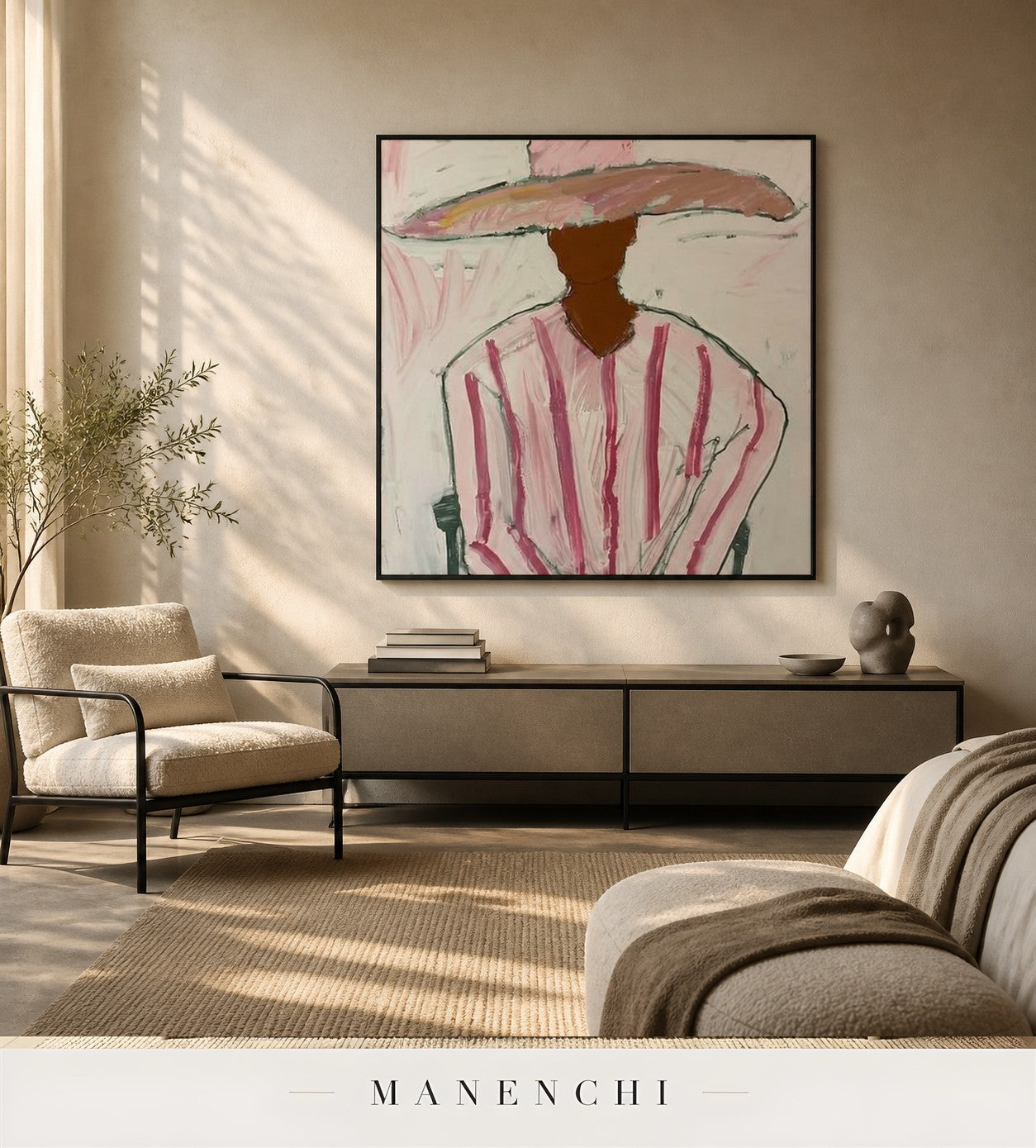Polished Aspect | Contemporary Wall Art - original hand-painted painting by Manenchi, styled in a room setting