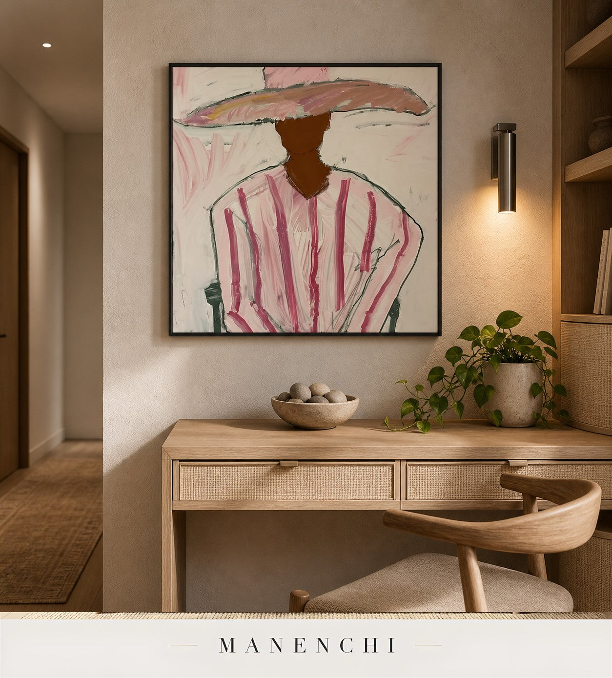 Polished Aspect | Contemporary Wall Art - original hand-painted painting by Manenchi, styled in a room setting