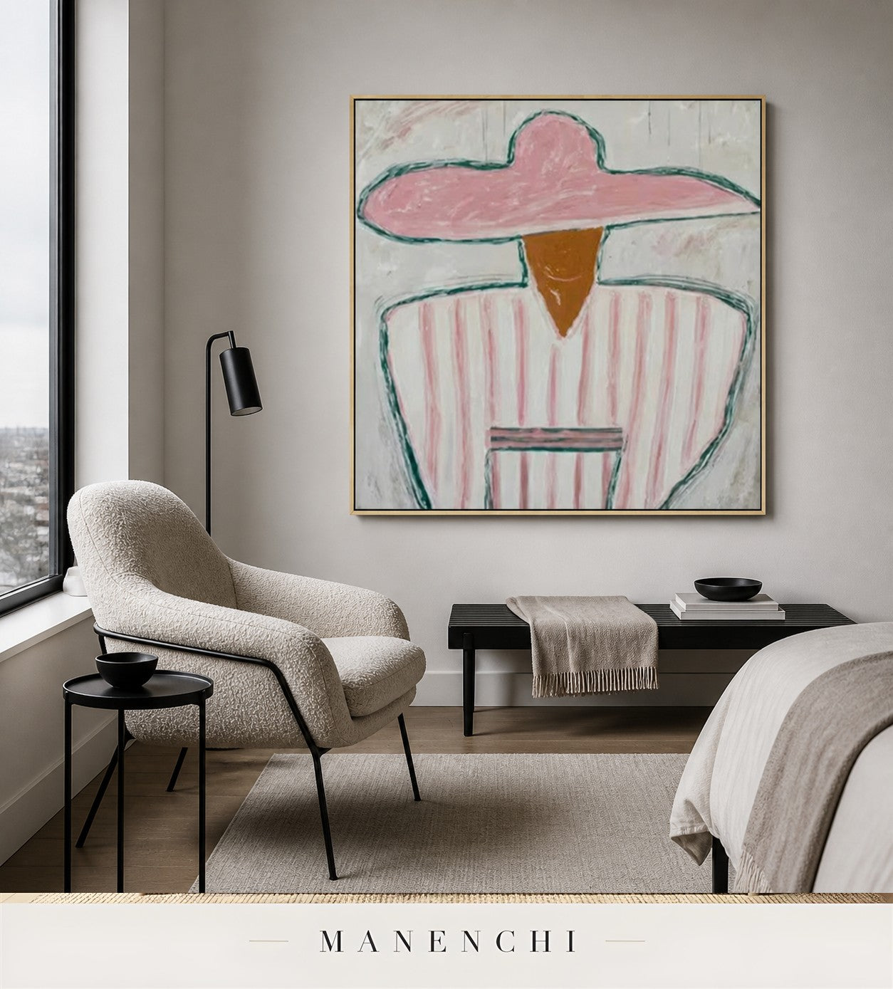 Crisp Profile | Contemporary Wall Art - original hand-painted painting by Manenchi, styled in a room setting