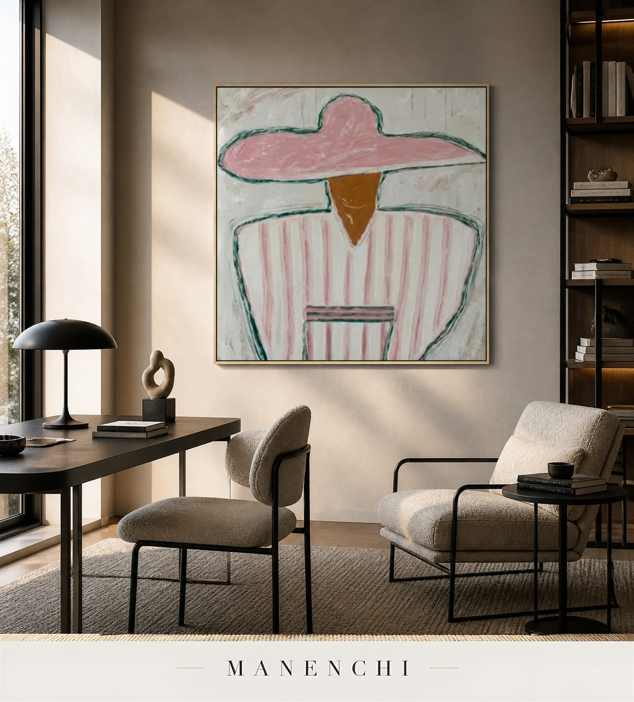 Crisp Profile | Contemporary Wall Art - original hand-painted painting by Manenchi, styled in a room setting