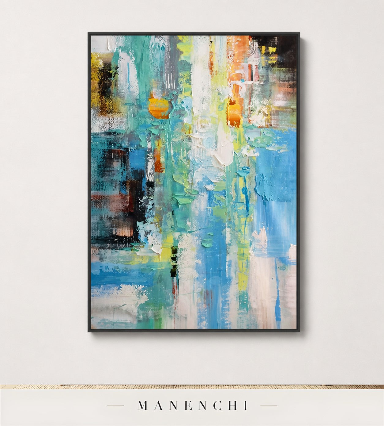 Ribbed Column | Contemporary Wall Art - original hand-painted painting by Manenchi, styled in a room setting
