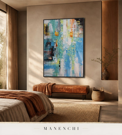 Ribbed Column | Contemporary Wall Art - original hand-painted painting by Manenchi, styled in a room setting