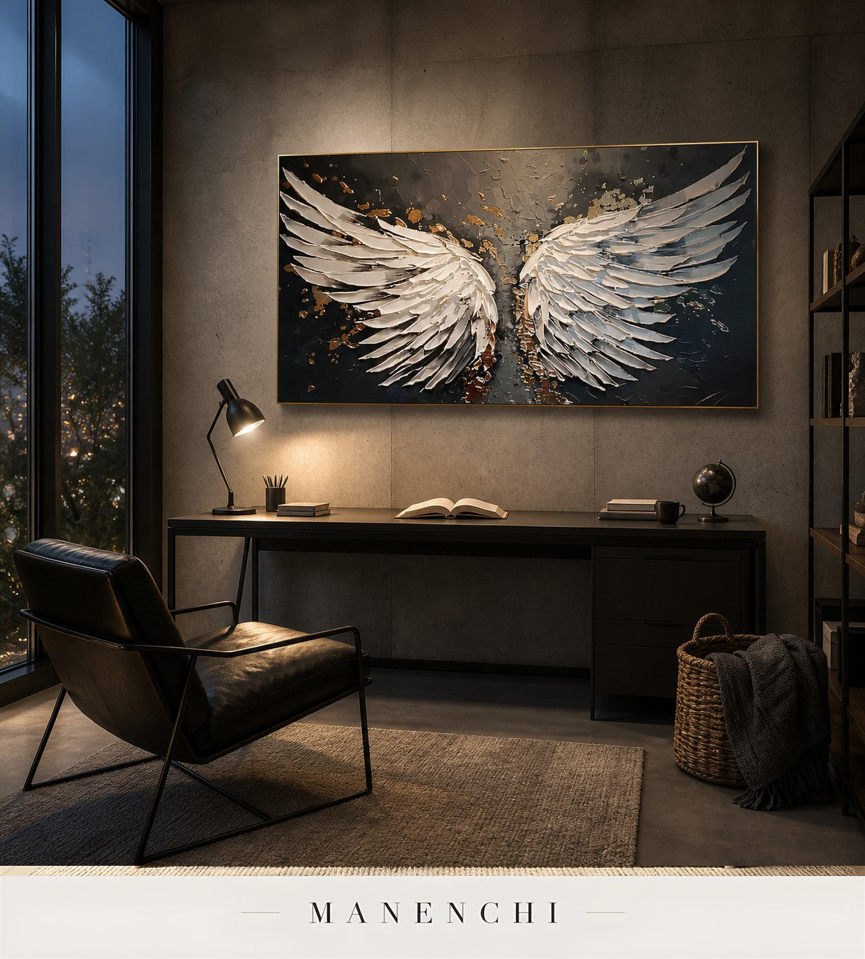 Ivory Rifts | Gold Leaf Wall Art - original hand-painted painting by Manenchi, styled in a room setting