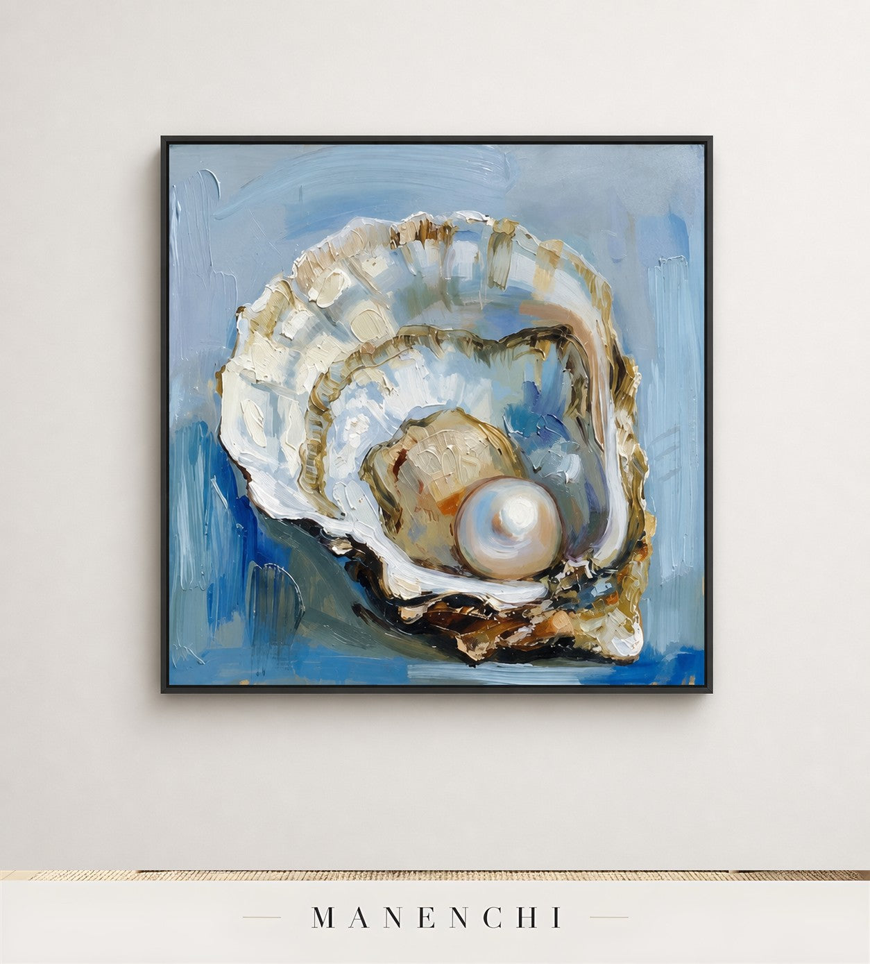 Unfurled Glimmer | Contemporary Wall Art - original hand-painted painting by Manenchi, styled in a room setting