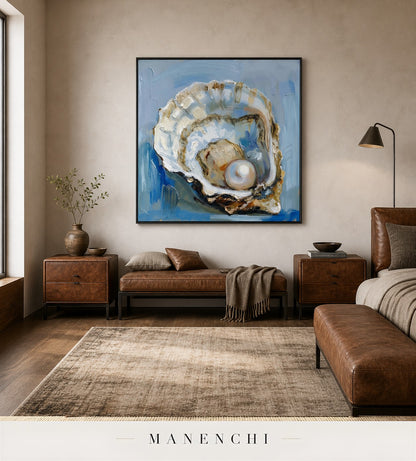 Unfurled Glimmer | Contemporary Wall Art - original hand-painted painting by Manenchi, styled in a room setting