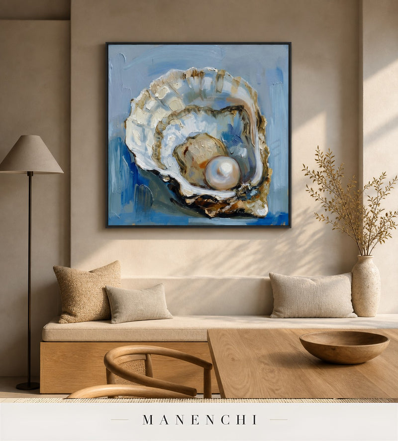 Unfurled Glimmer | Contemporary Wall Art - original hand-painted painting by Manenchi, styled in a room setting