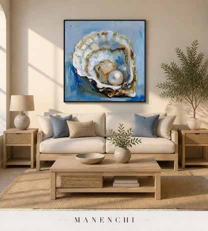 Unfurled Glimmer | Contemporary Wall Art - original hand-painted painting by Manenchi, styled in a room setting