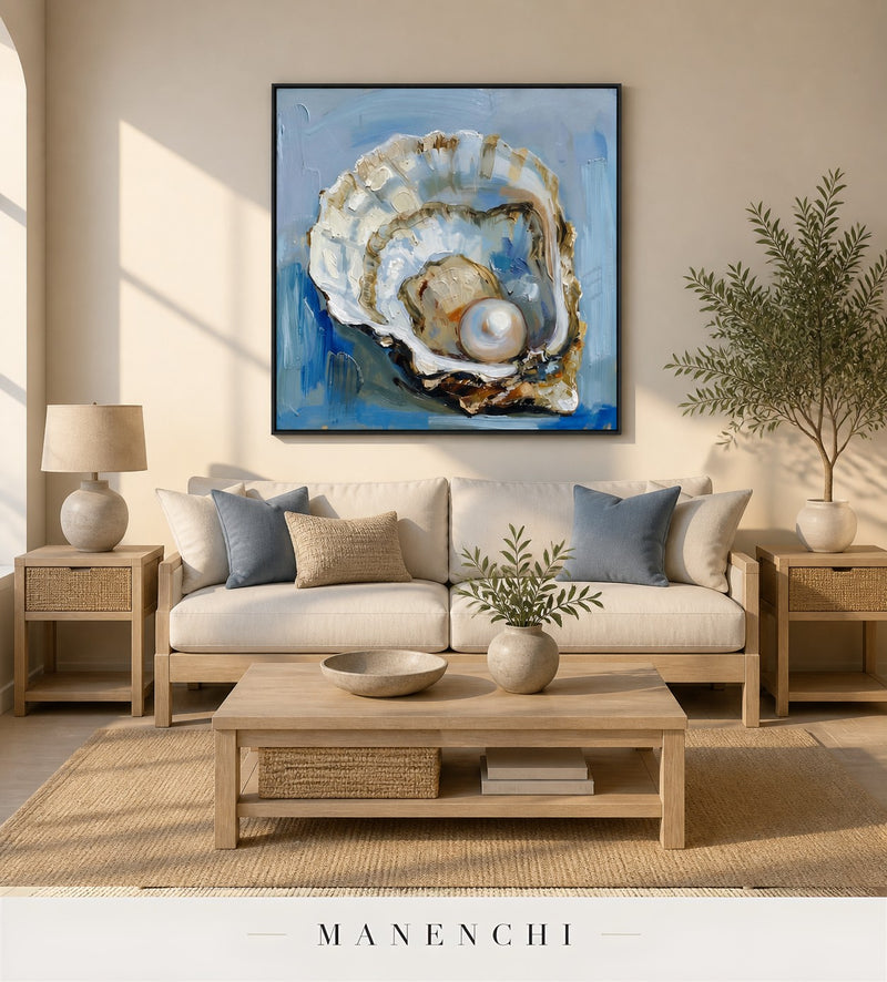 Unfurled Glimmer | Contemporary Wall Art - original hand-painted painting by Manenchi, styled in a room setting