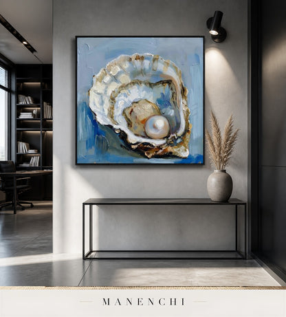 Unfurled Glimmer | Contemporary Wall Art - original hand-painted painting by Manenchi, styled in a room setting