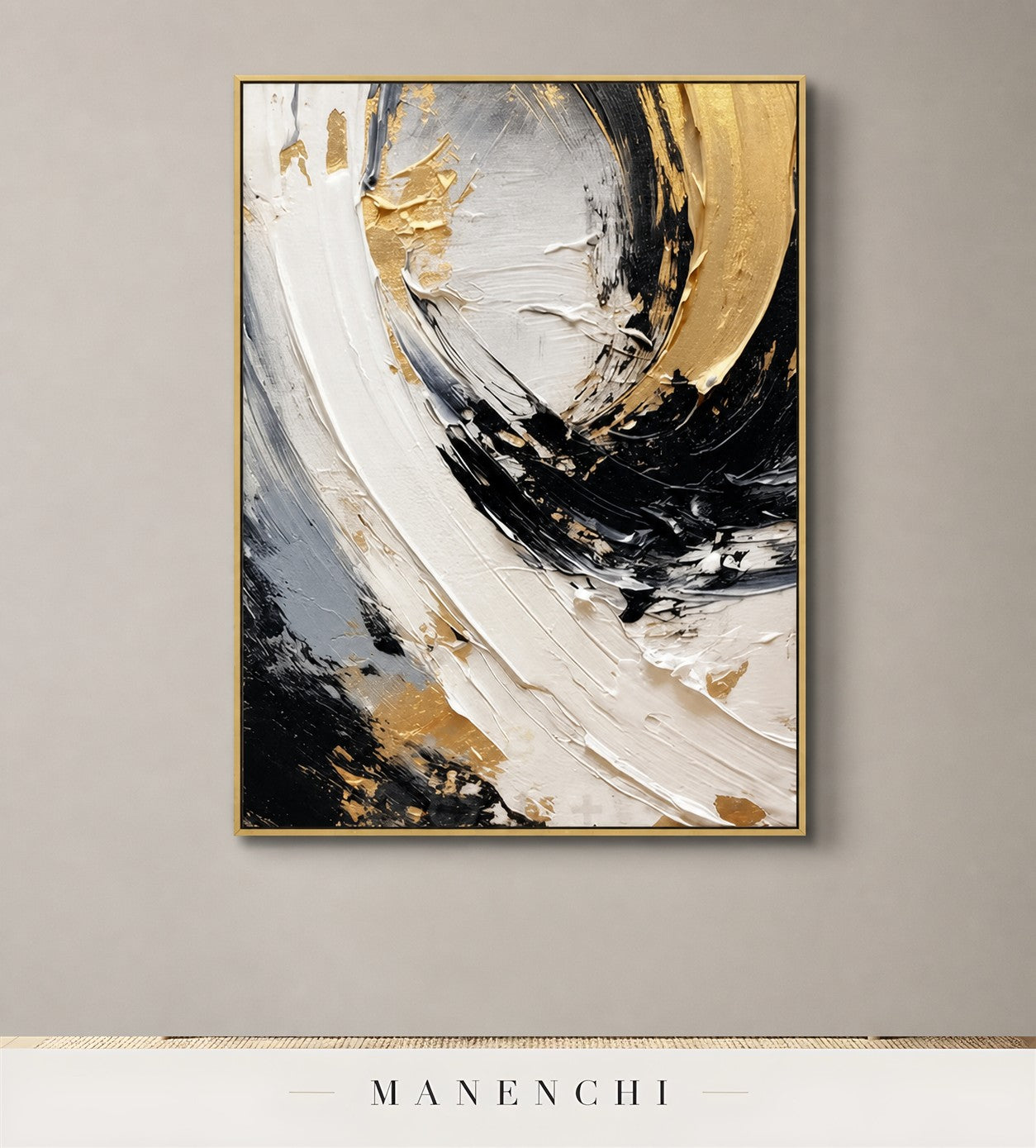 Coruscant Fissure | Gold Leaf Wall Art - original hand-painted painting by Manenchi, styled in a room setting