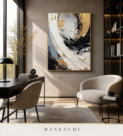 Coruscant Fissure | Gold Leaf Wall Art - original hand-painted painting by Manenchi, styled in a room setting