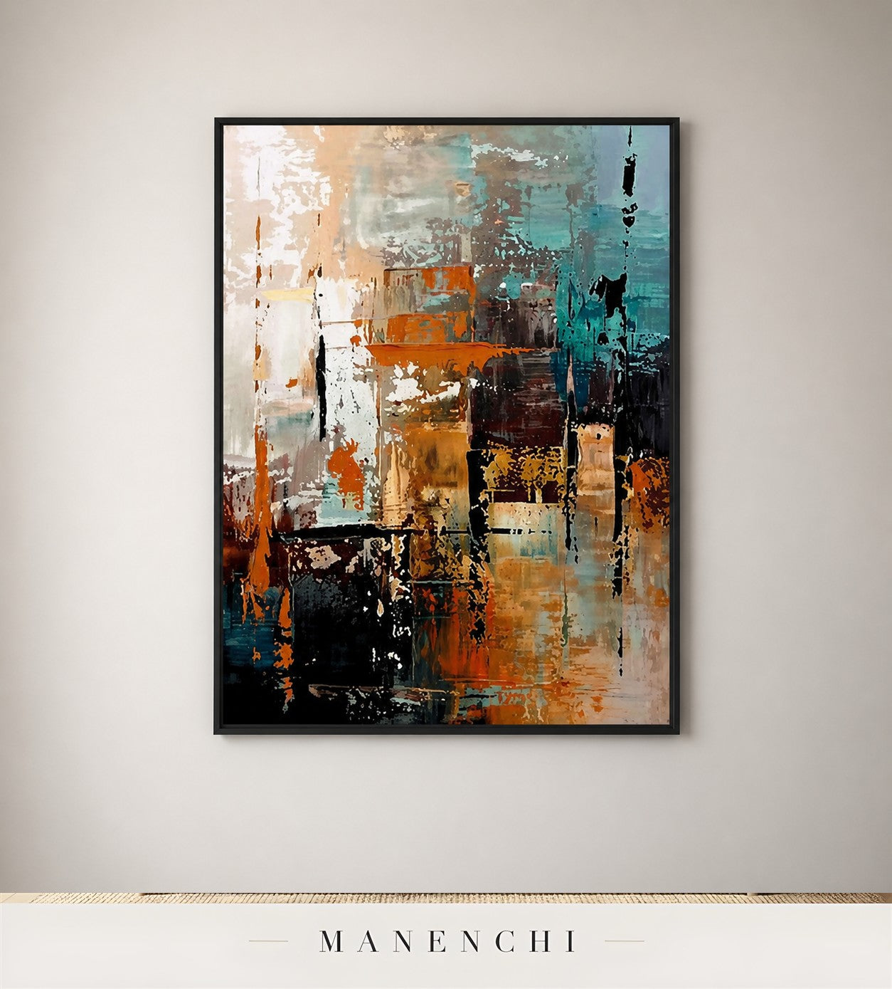 Smooth Plane | Contemporary Wall Art - original hand-painted painting by Manenchi, styled in a room setting