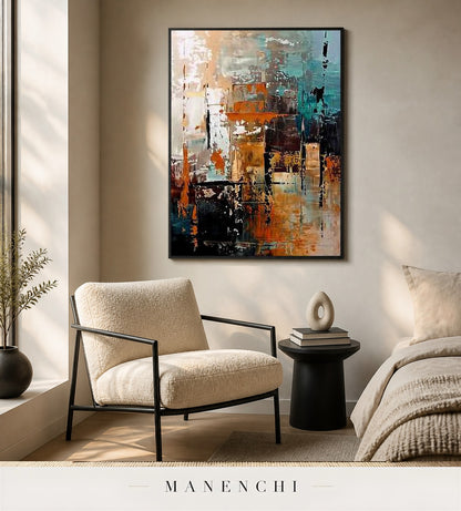 Smooth Plane | Contemporary Wall Art - original hand-painted painting by Manenchi, styled in a room setting