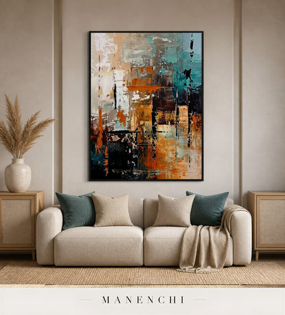 Smooth Plane | Contemporary Wall Art - original hand-painted painting by Manenchi, styled in a room setting