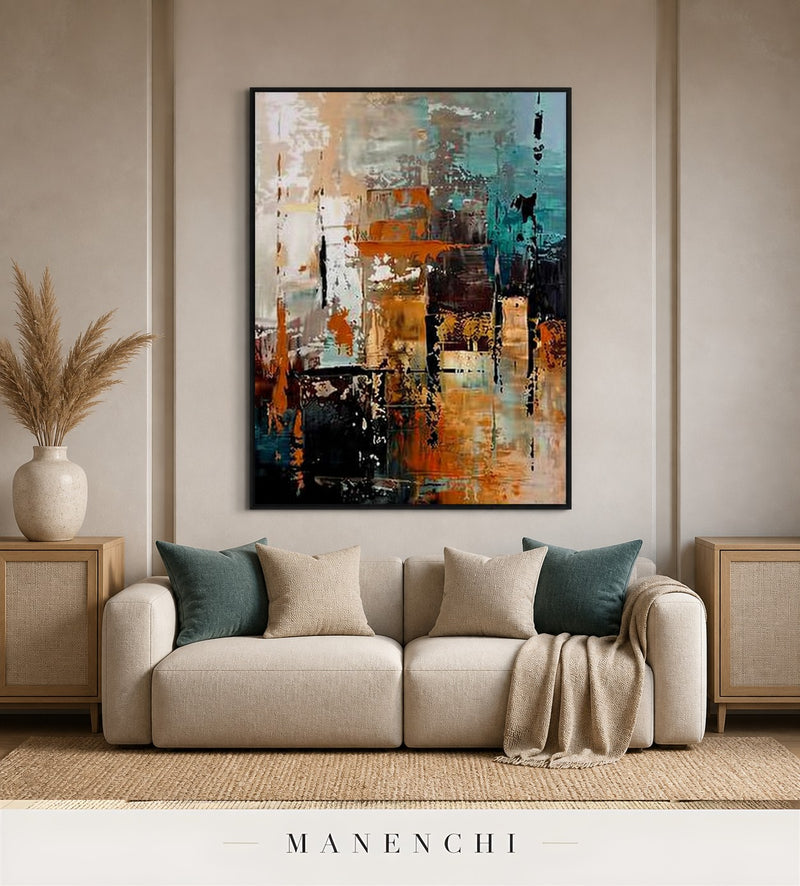 Smooth Plane | Contemporary Wall Art - original hand-painted painting by Manenchi, styled in a room setting
