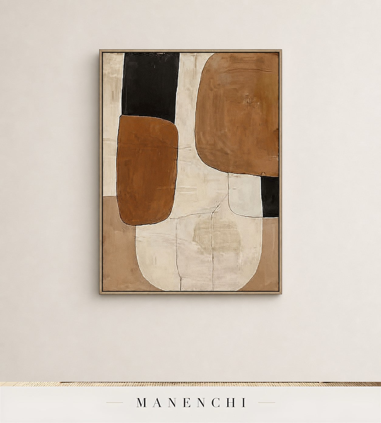 Plastered Curve | Contemporary Wall Art - original hand-painted painting by Manenchi, styled in a room setting