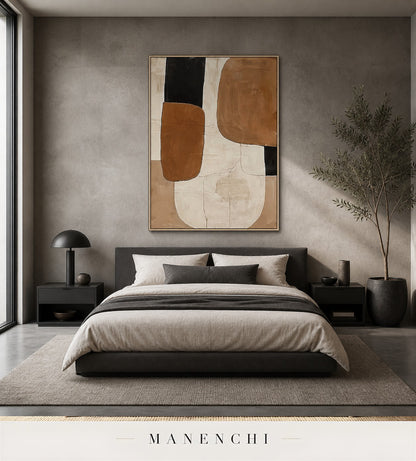 Plastered Curve | Contemporary Wall Art - original hand-painted painting by Manenchi, styled in a room setting