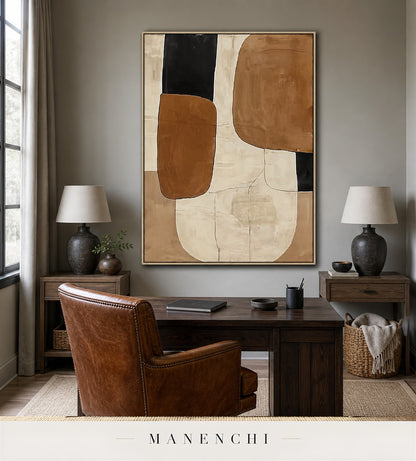 Plastered Curve | Contemporary Wall Art - original hand-painted painting by Manenchi, styled in a room setting