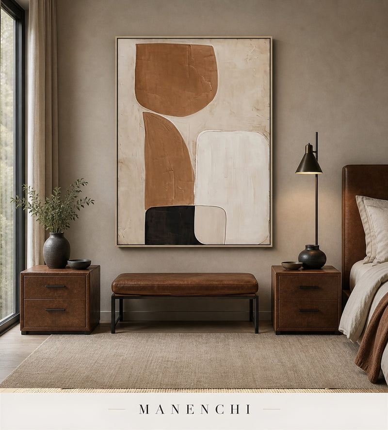Wrought Gesso | Contemporary Wall Art - original hand-painted painting by Manenchi, styled in a room setting