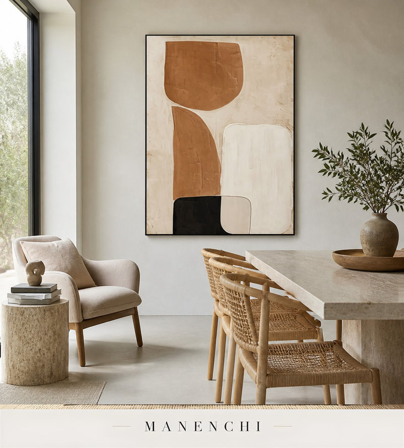 Wrought Gesso | Contemporary Wall Art - original hand-painted painting by Manenchi, styled in a room setting