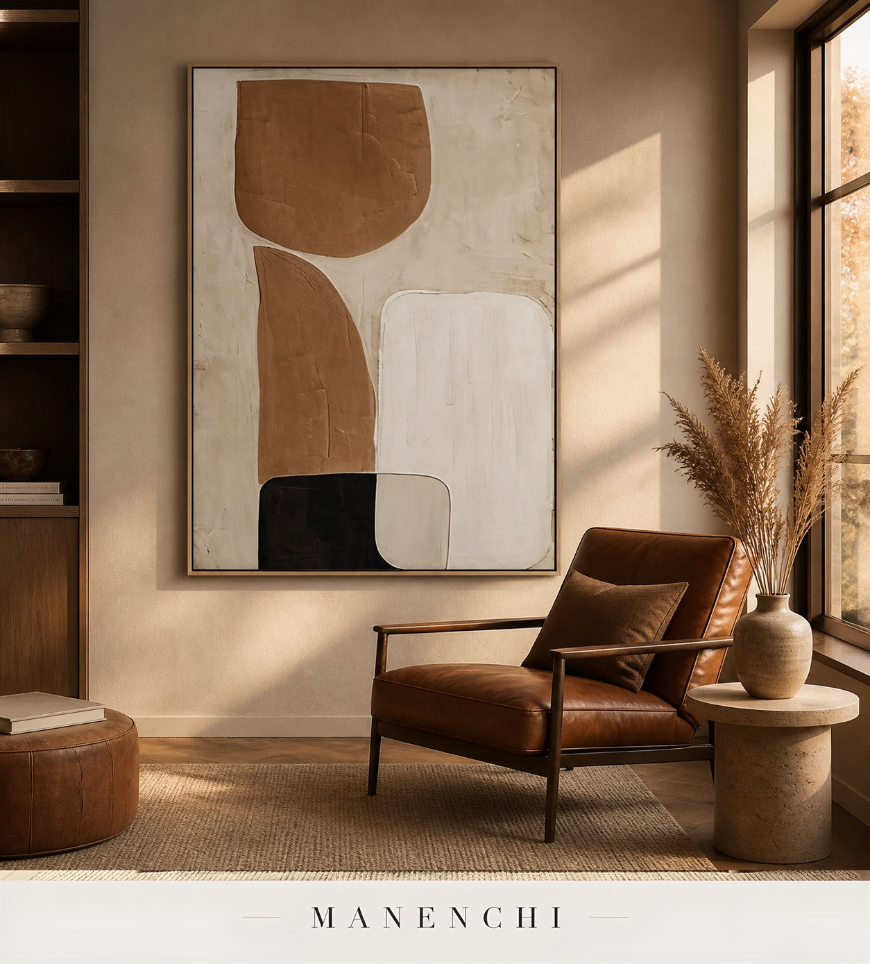 Wrought Gesso | Contemporary Wall Art - original hand-painted painting by Manenchi, styled in a room setting
