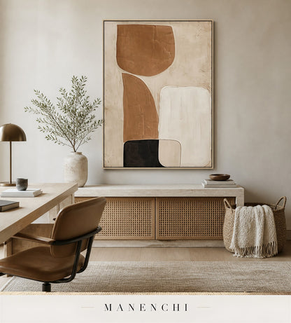 Wrought Gesso | Contemporary Wall Art - original hand-painted painting by Manenchi, styled in a room setting