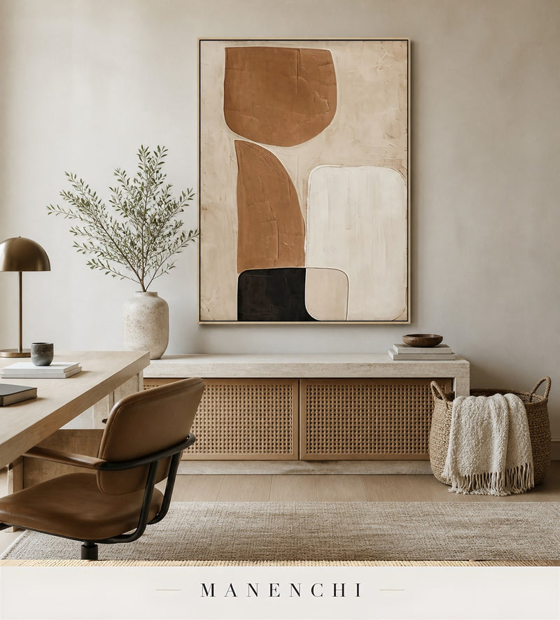 Wrought Gesso | Contemporary Wall Art - original hand-painted painting by Manenchi, styled in a room setting