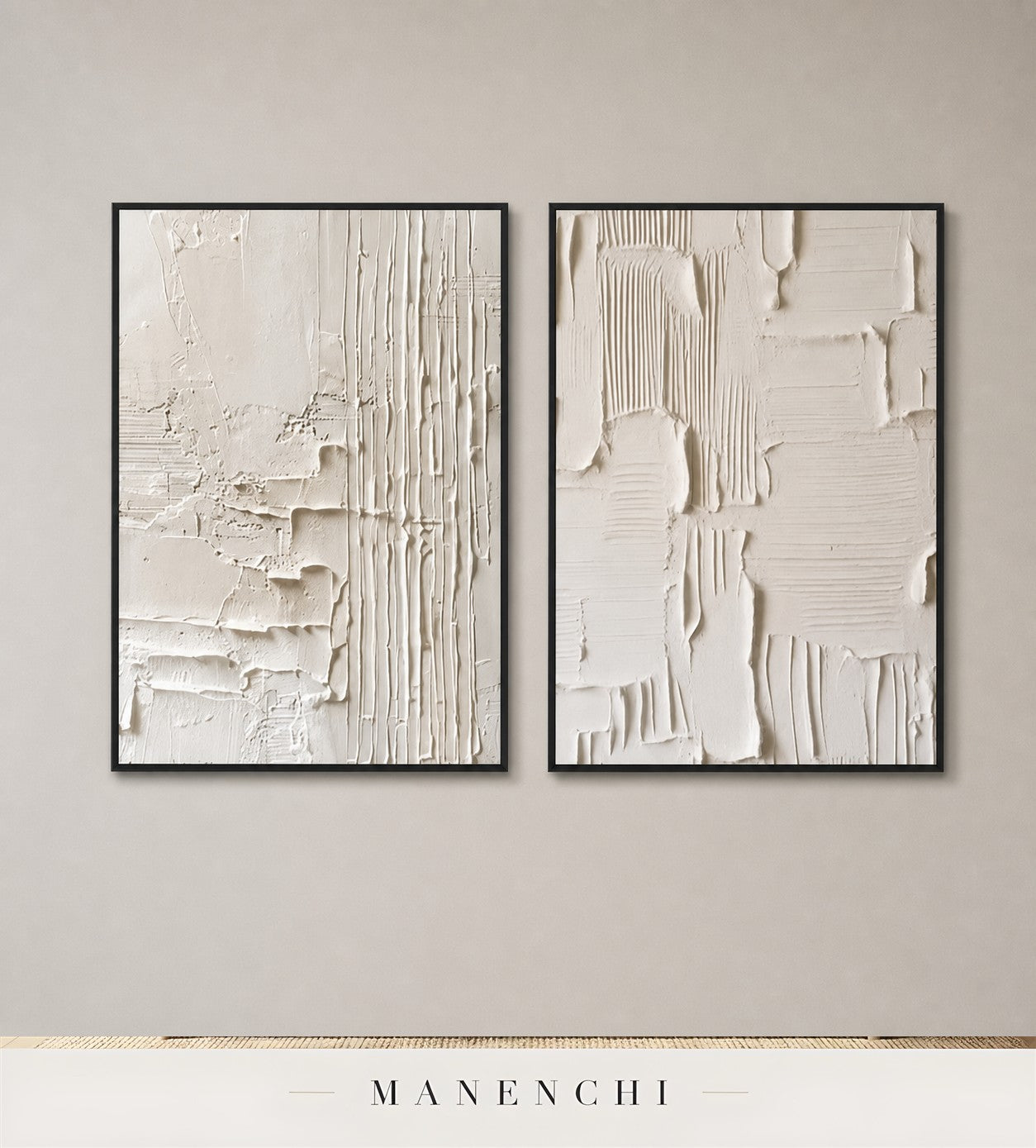 Stacked Gesso | Wabi-Sabi Wall Art - original hand-painted painting by Manenchi, styled in a room setting