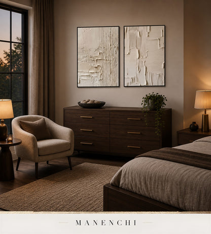 Stacked Gesso | Wabi-Sabi Wall Art - original hand-painted painting by Manenchi, styled in a room setting